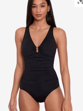 Lauren Ralph Lauren Shirred Ring-Front One-Piece